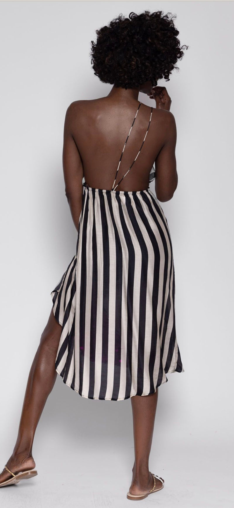 Dress Celia stripes off white and black