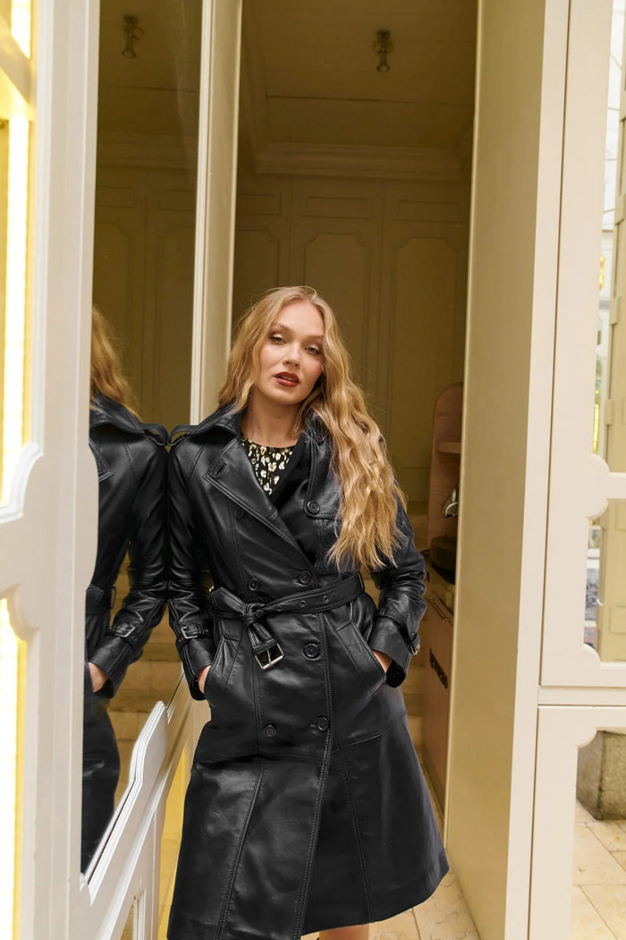 Abrigo piel negro coat