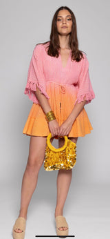 Candy dress Dubai tie and dye pink and orange