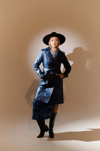 Abrigo Piel Azul Coat