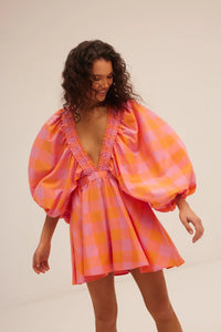 Jumpsuit Alicia big gingham orange pink