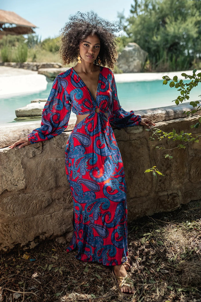 cut dress Loira red