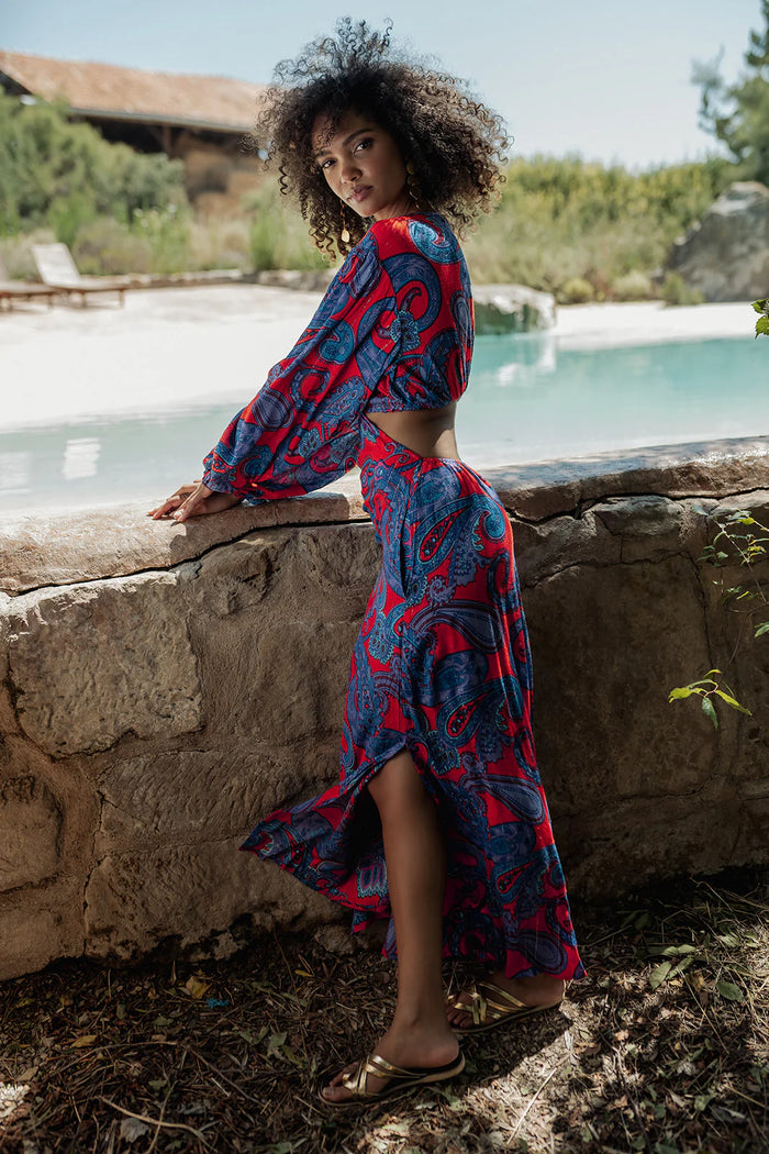 cut dress Loira red