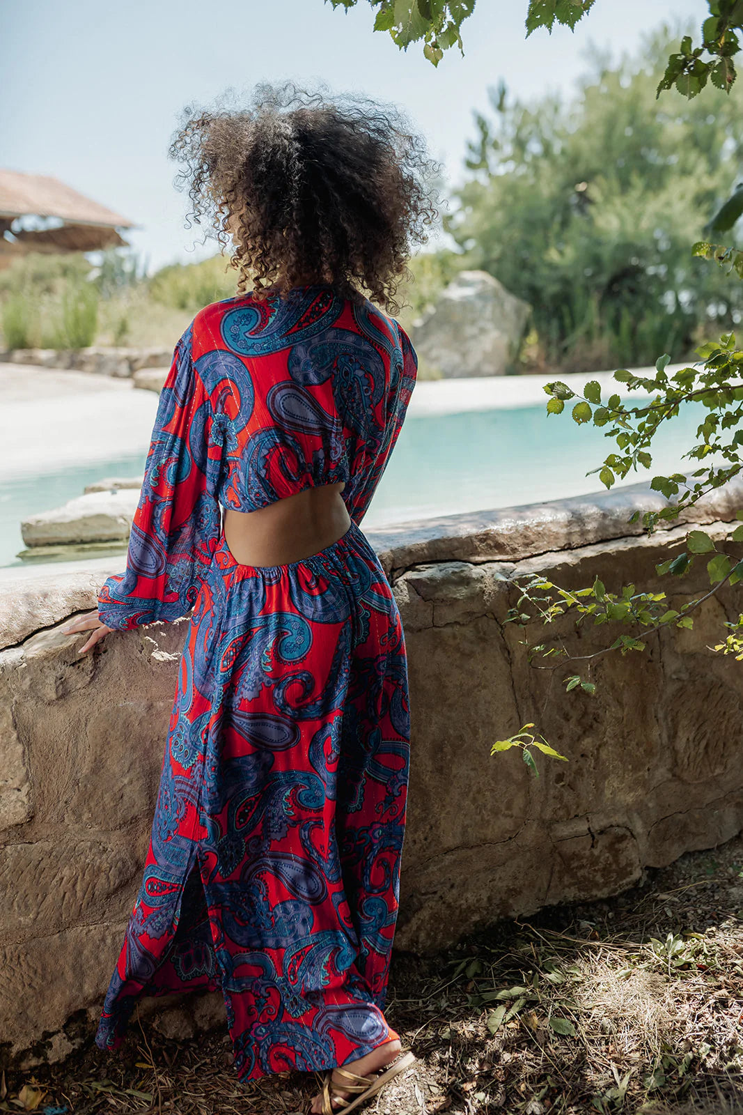 cut dress Loira red