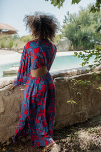 cut dress Loira red