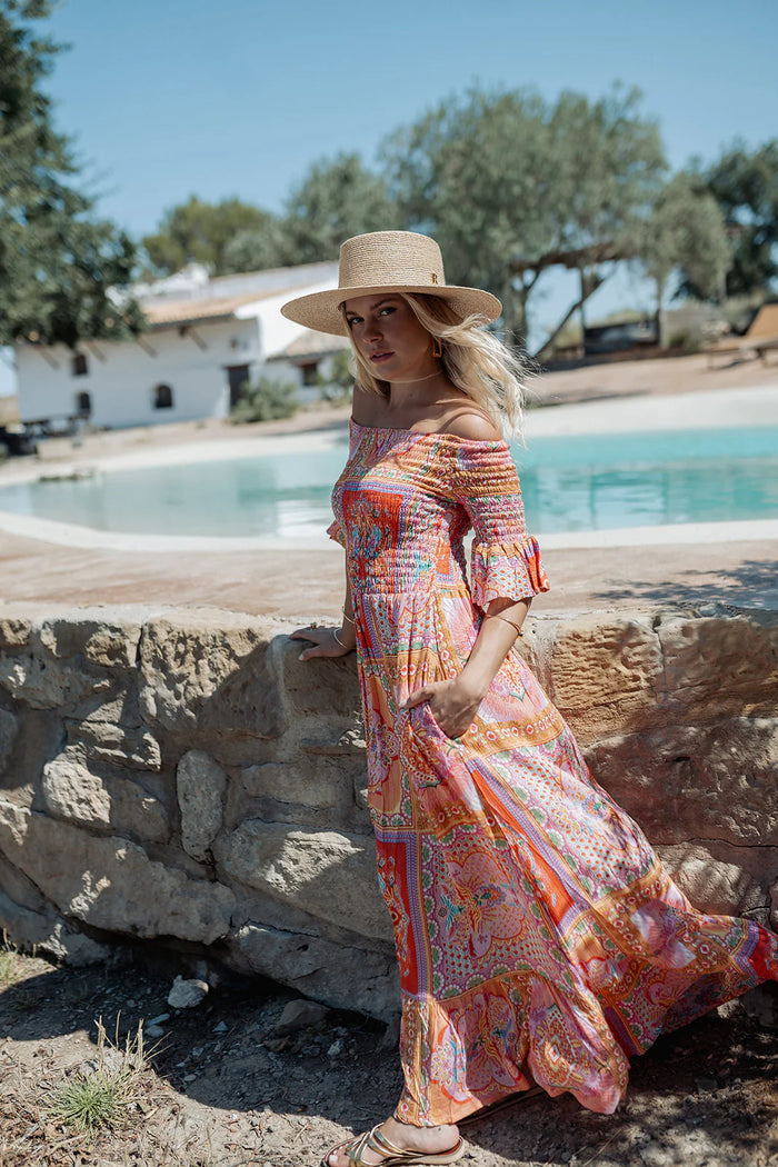 smocking dress Maui orange
