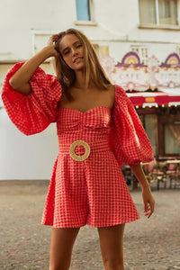 Jumpsuit Emilia gingham coral