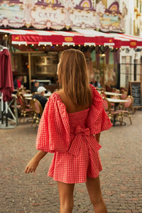 Jumpsuit Emilia gingham coral