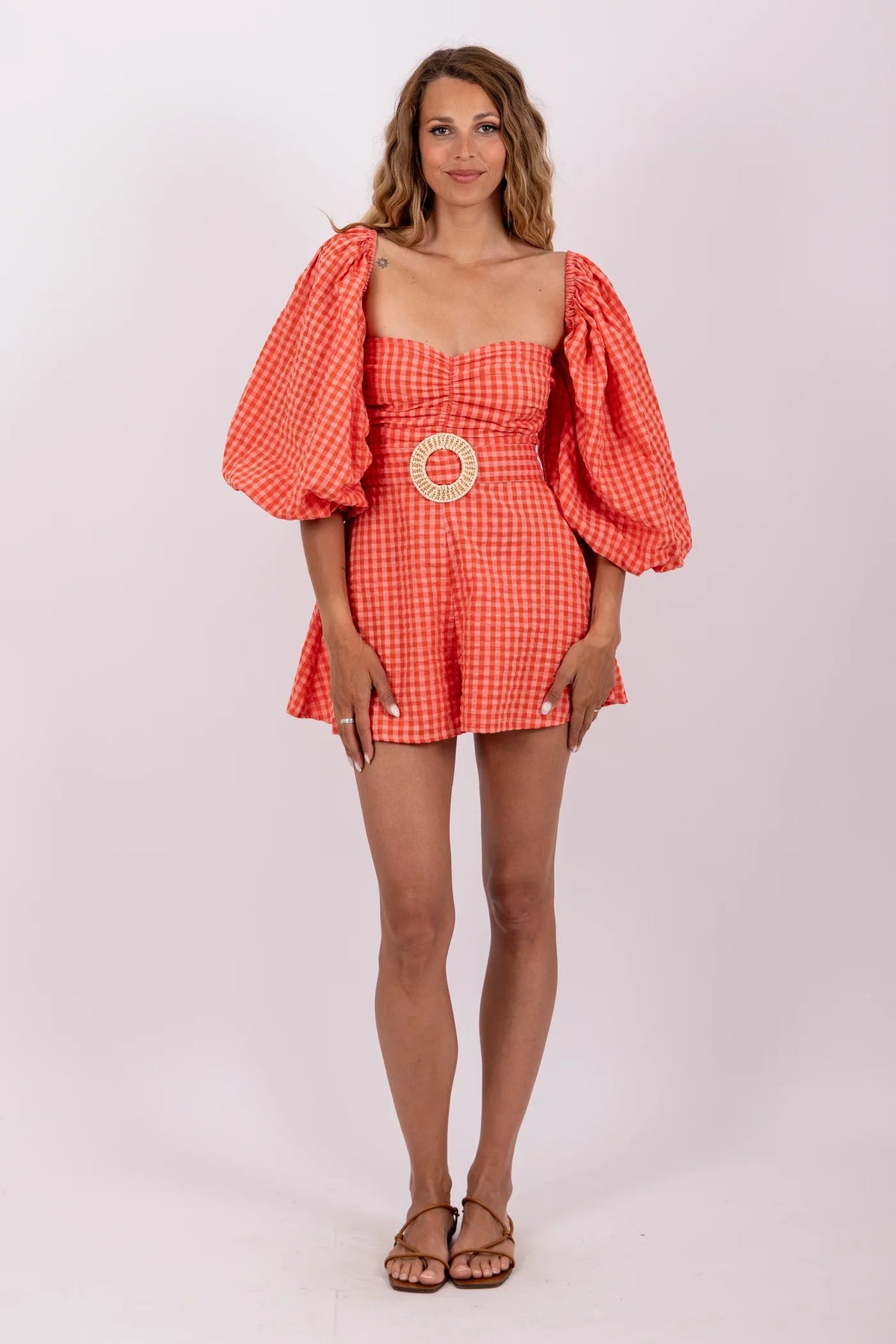Jumpsuit Emilia gingham coral