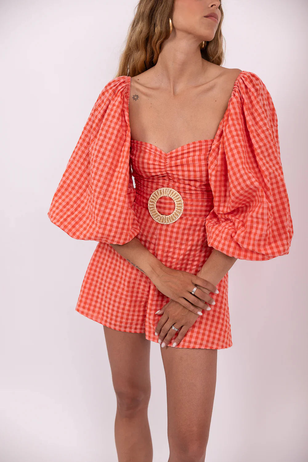 Jumpsuit Emilia gingham coral