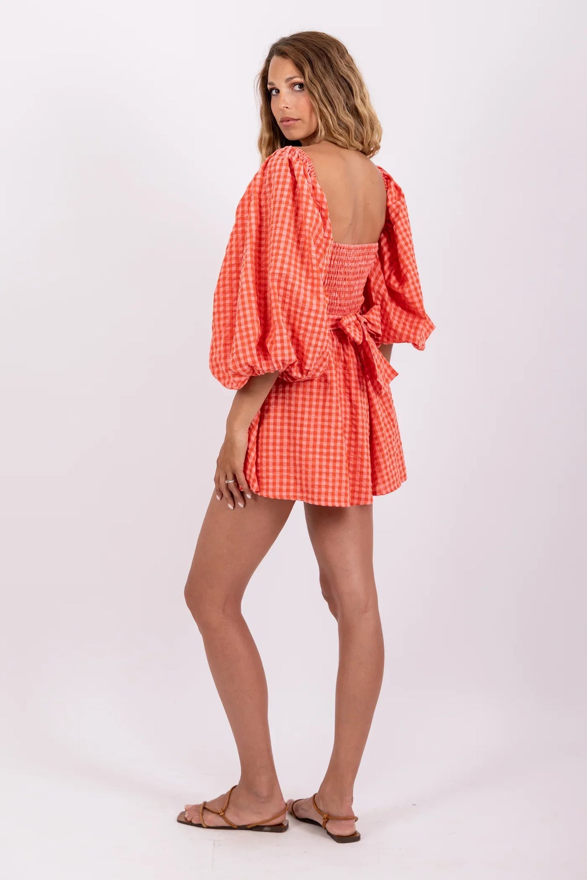 Jumpsuit Emilia gingham coral