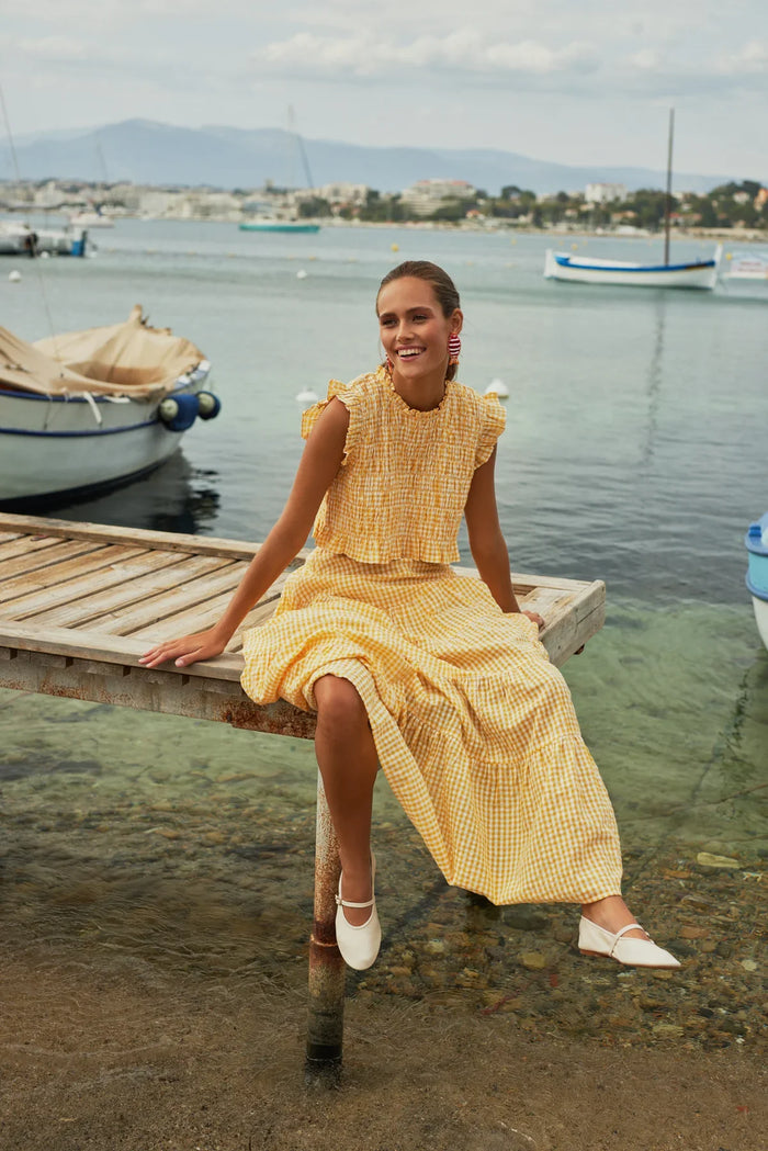 Top Malone gingham yellow