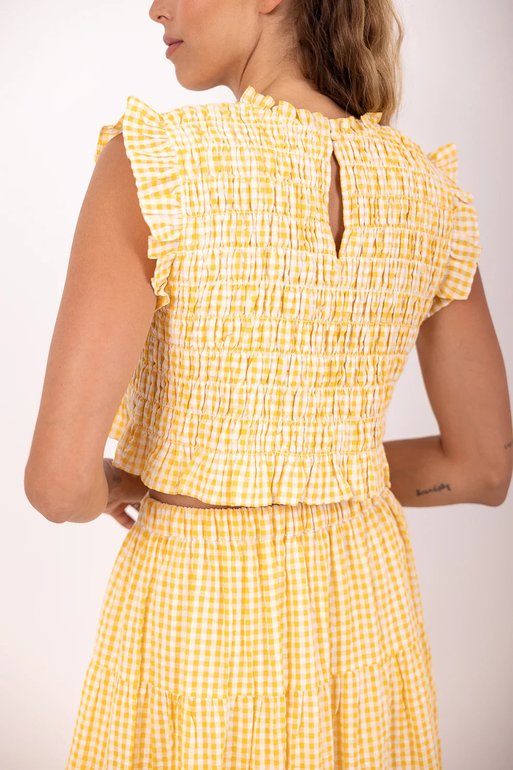 Top Malone gingham yellow