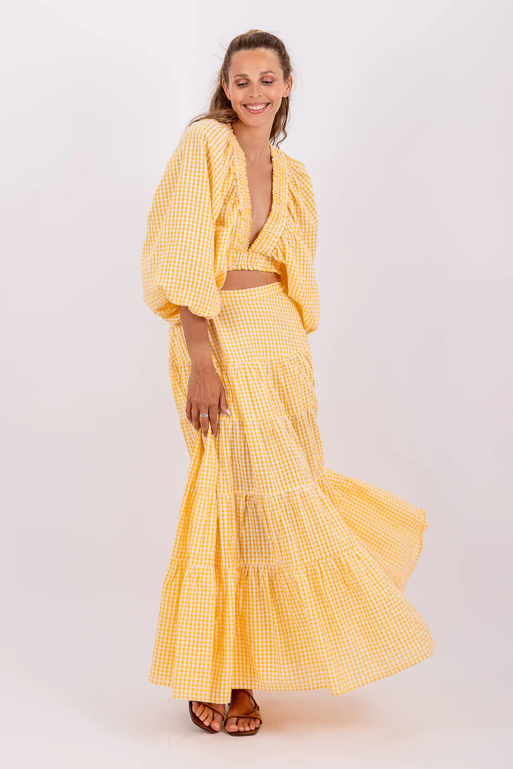 Skirt Odette gingham yellow