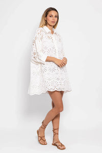 Florine Short Dress Eyelet White