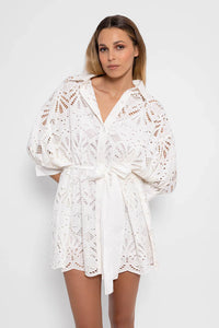 Florine Short Dress Eyelet White