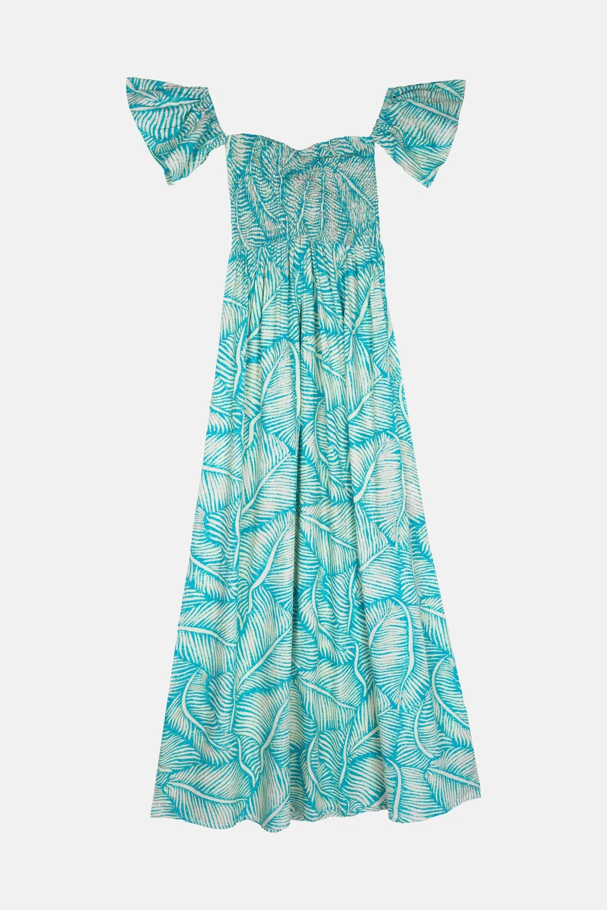 Long Dress Palm Aqua