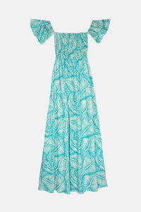 Long Dress Palm Aqua