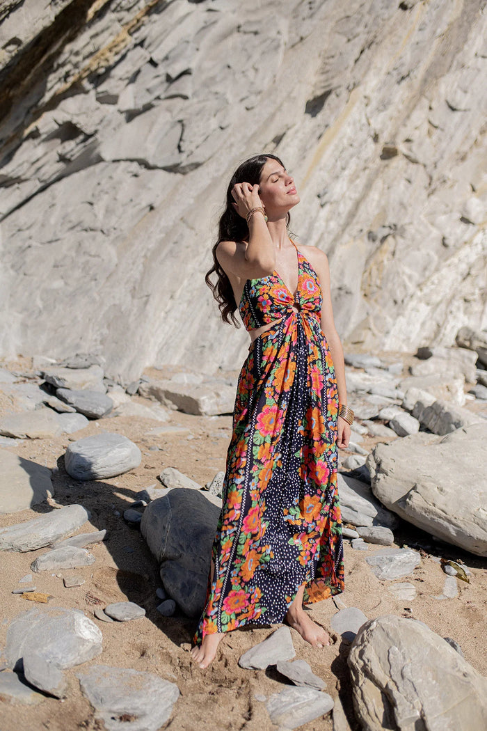 Long cut dress Hawaii negro