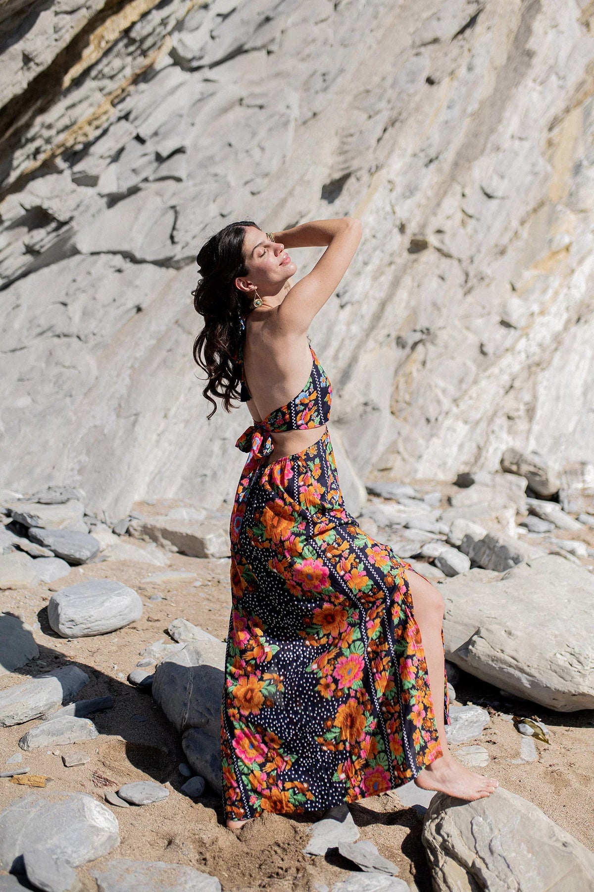 Long cut dress Hawaii negro