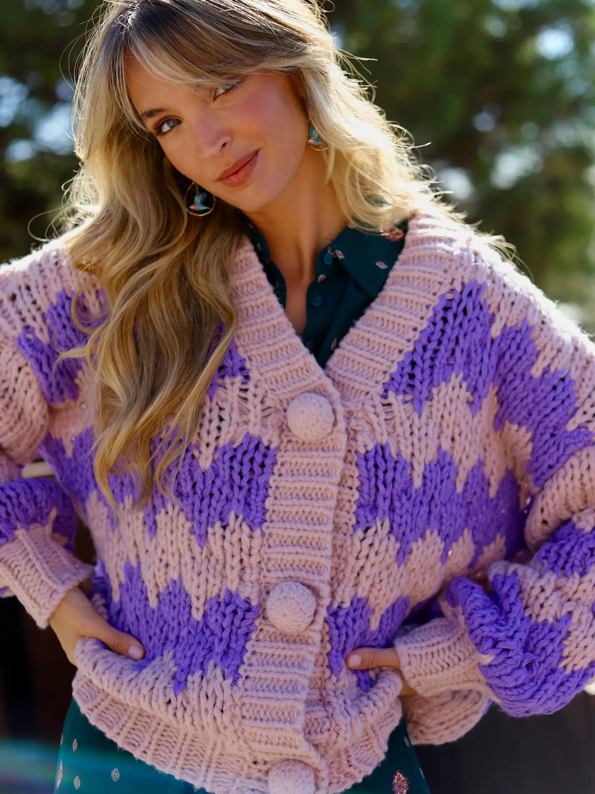 Cardigan berry stripes