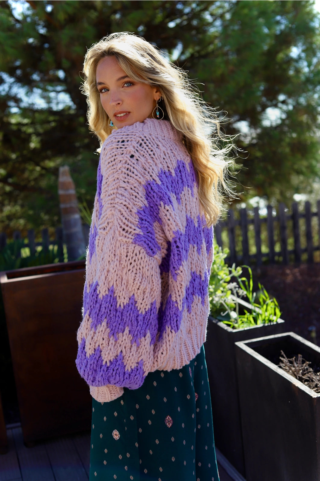 Cardigan berry stripes