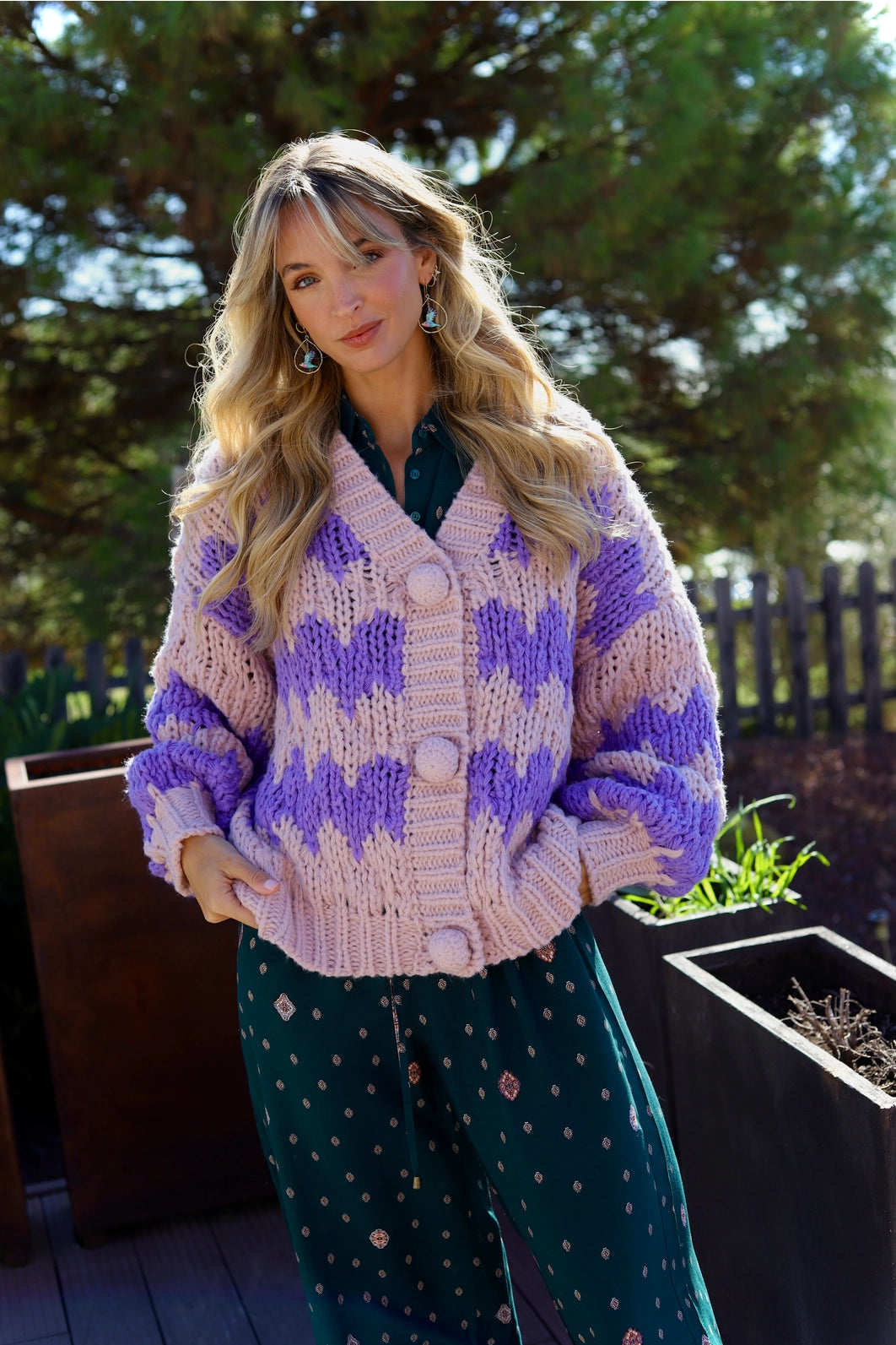 Cardigan berry stripes