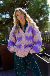 Cardigan berry stripes